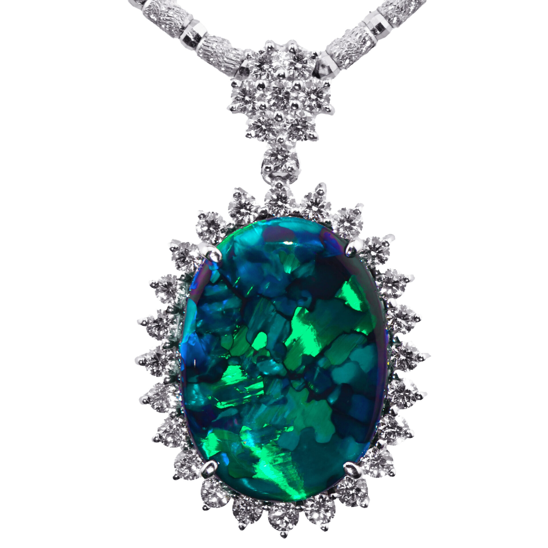Black Opal 18k White Gold Pendant