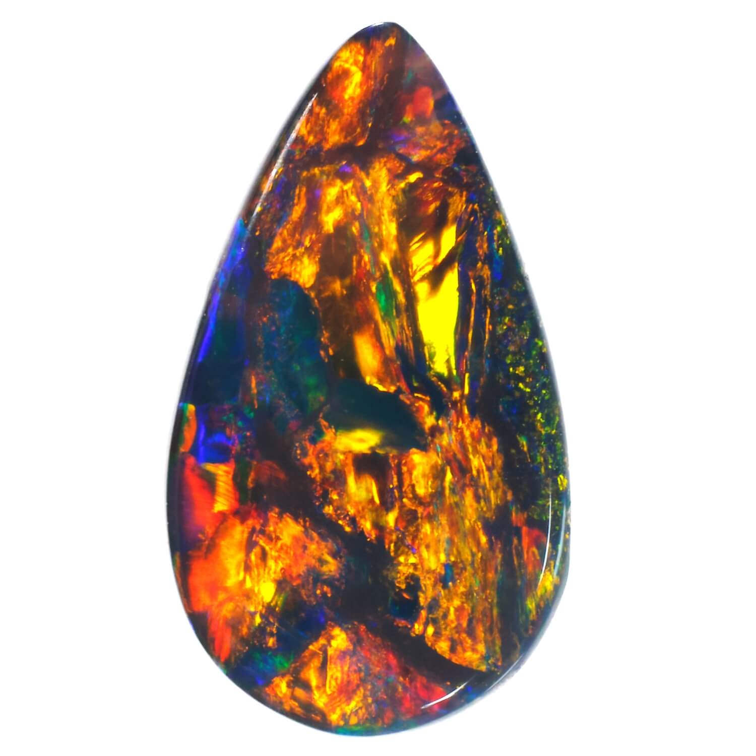 1.53ct Solid Black Opal Gold Flash Rainbow Teardrop - Copy
